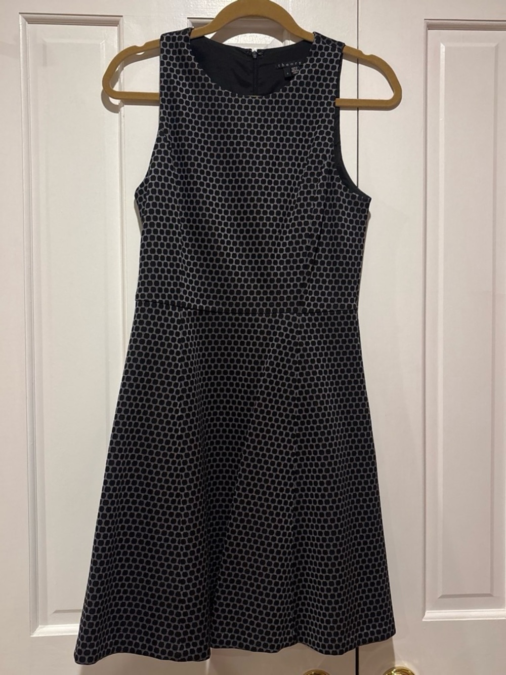 Theory A-line Black & Gray Honeycomb Fit-and-Flare Dress size 4